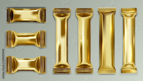 Golden Glossy Chocolate Bar Foil Package Set