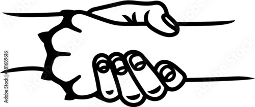 Vector illustration of the dog and man handshake