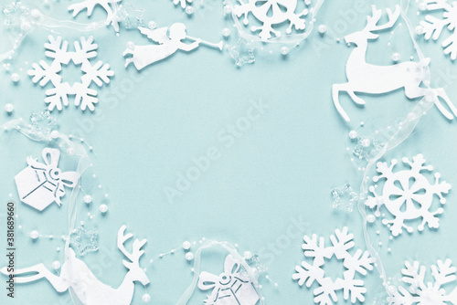 Blue christmas frame