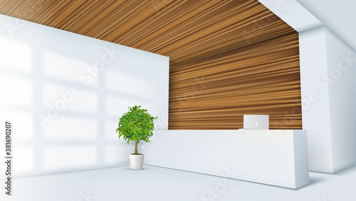 3D View Of A Office Reception Desk For Branding
