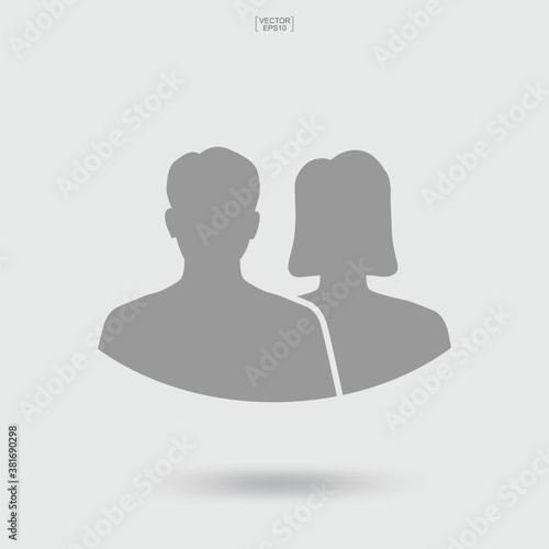 Male and female symbol. Human profile icon or people icon. Man and woman sign and symbol. Vector.