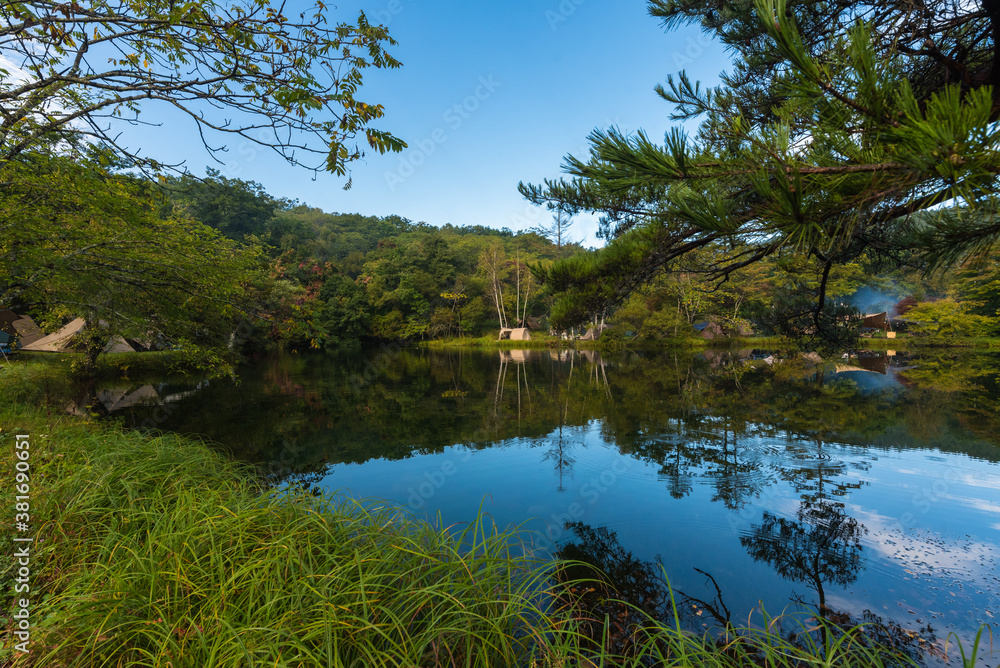 Komaide lake at the beginning of autumn Komaide lake at the beginning of autumn