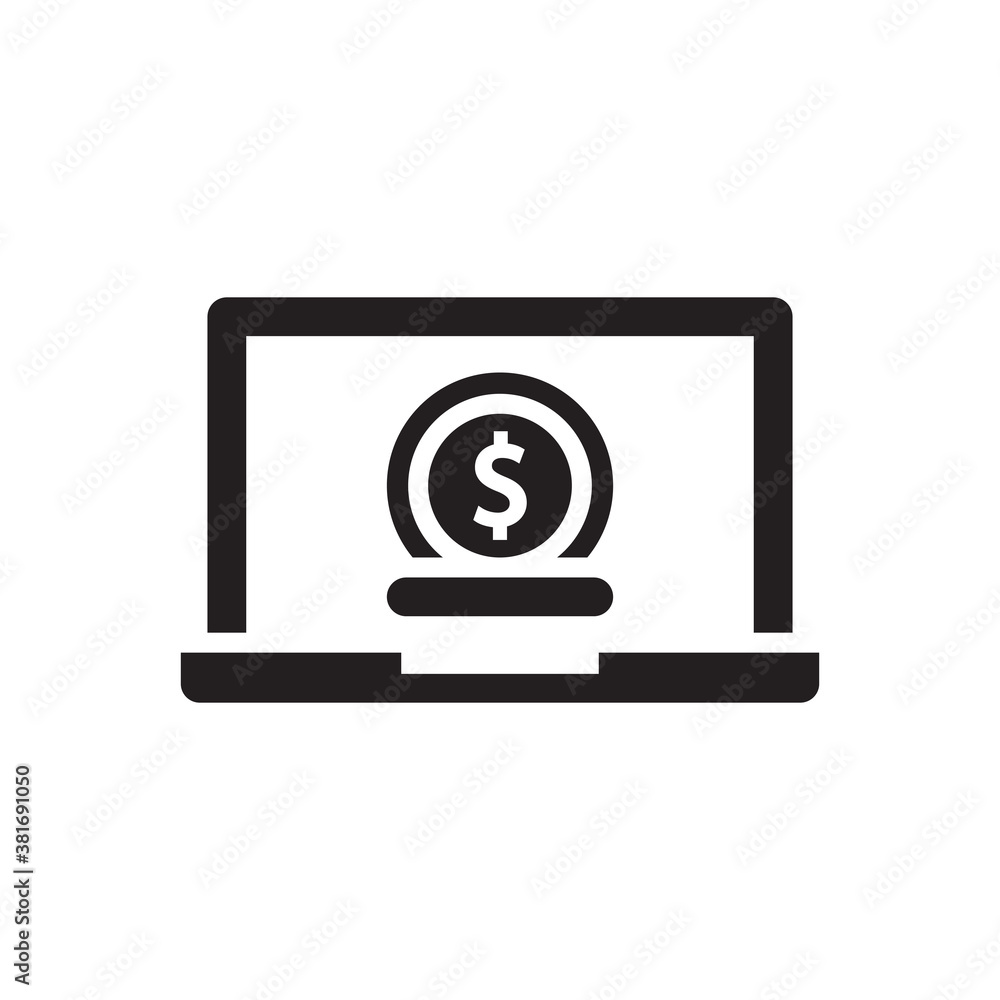 money payment icon - online banking laptop icon sign symbol vector money payment icon - online banking laptop icon sign symbol vector