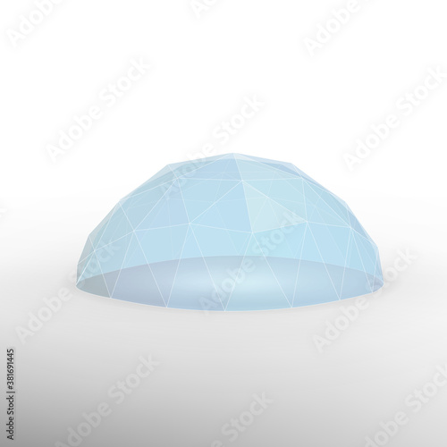 Fototapete 3D Realistic Spherical Blue Wire Glass Dome