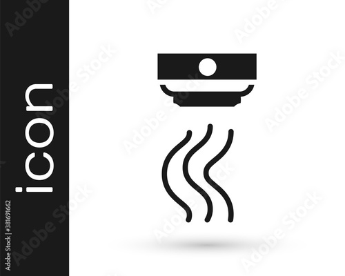 Black Smoke alarm system icon isolated on white background. Smoke detector. Vector.