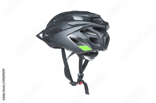 Black bicycle helmet isolated on white background