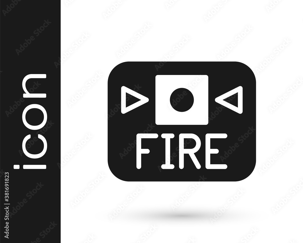Black Fire alarm system icon isolated on white background. Pull danger fire safety box. Vector. Black Fire alarm system icon isolated on white background. Pull danger fire safety box. Vector.