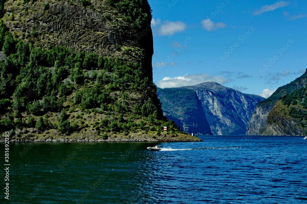 Stunning scenery seen from ferry cruise in Sognefjord, Norway