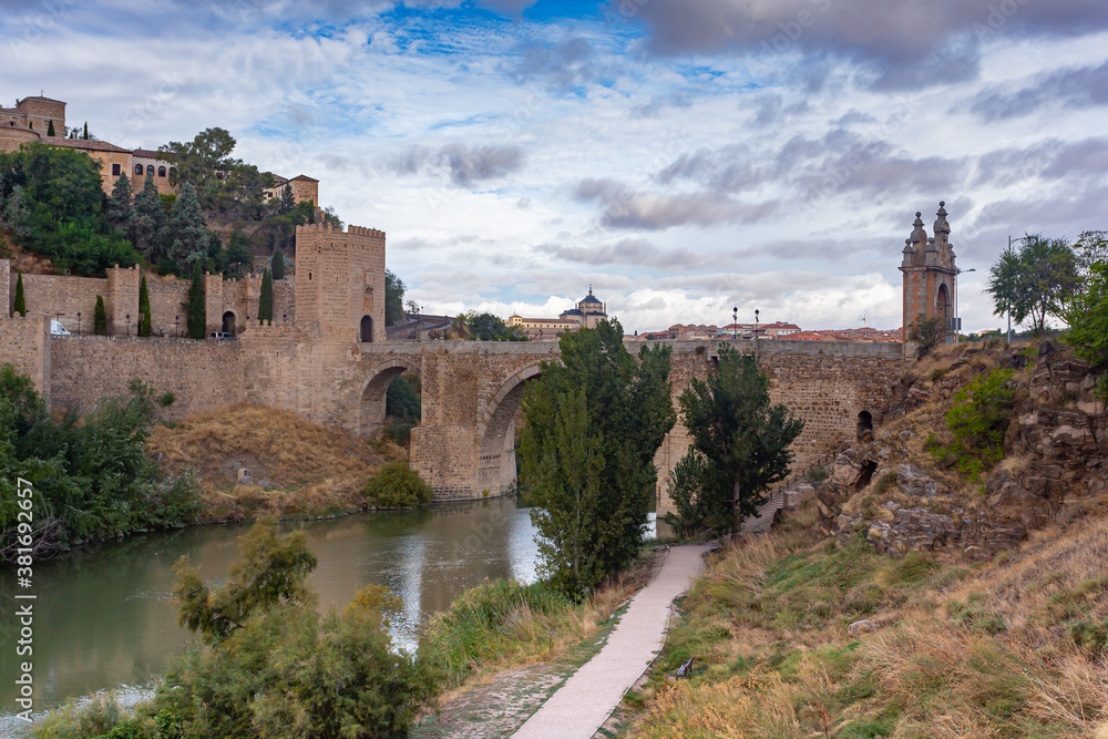 Landscape of the city of Toledo with the Tagus river and the Alcazar of Toledo