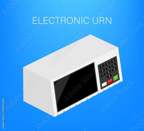 Electoral Urn. Translations Fim means End, Urna Urn, Eleitoral Electoral. Vector stock illustration.