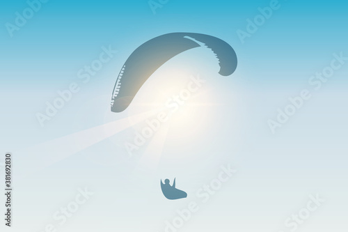 paragliding adventure paraglider on sunny sky background vector illustration EPS10