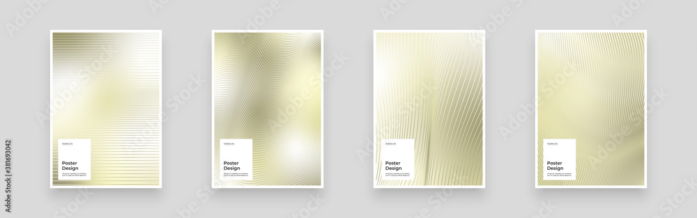 Set of backgrounds for Placards, Posters, Flyers, Banner Designs. Abstract golden illustration. Linear, striped gold backdrop. Eps10 vector.