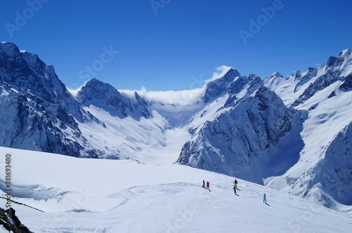 mountain landscape, forest, snow, skiing, stones, rocks © Хасанов Мунир