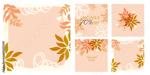 hand-drawn abstract artistic square design template vector illustration. Good for cover, invitation, banner, placard, brochure, poster, card, flyer and social media posts.