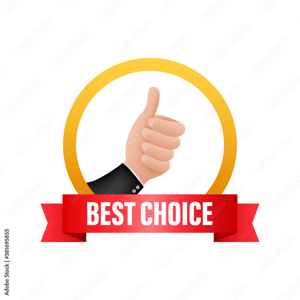 Best choice, realistic gold fabric award ribbon. Vector illustration. Best choice, realistic gold fabric award ribbon. Vector illustration.