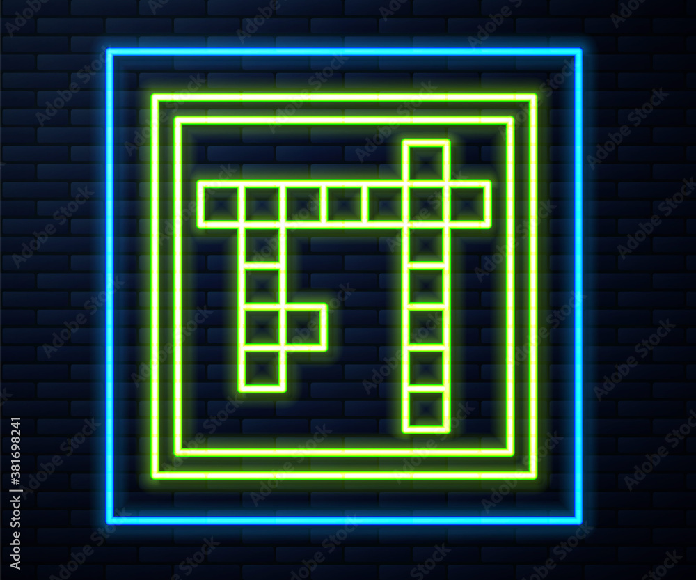 Glowing neon line Bingo icon isolated on brick wall background. Lottery tickets for american bingo game. Vector. Glowing neon line Bingo icon isolated on brick wall background. Lottery tickets for american bingo game. Vector.
