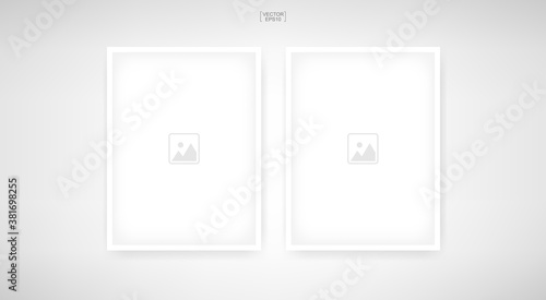 Wooden photo frame or picture frame for interior design and decoration. Vector.