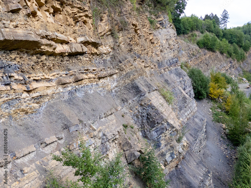 Stone layers at the edge of a quarry
