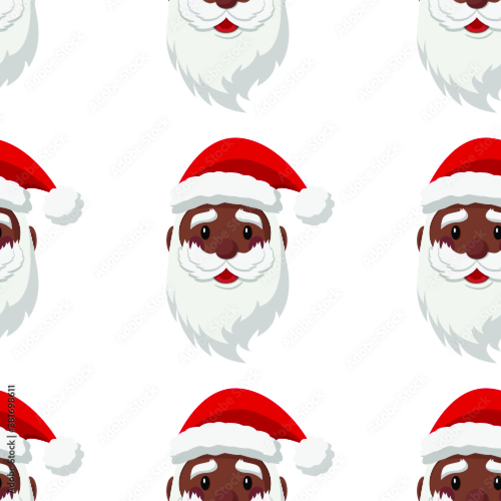 Seamless pattern for Christmas with cute black Santa Claus. Vector Illustration on transparent background Seamless pattern for Christmas with cute black Santa Claus. Vector Illustration on transparent background