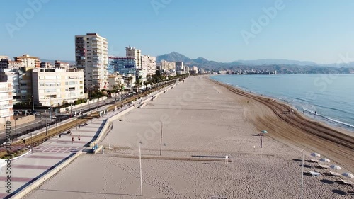 Aerial view of an urban beach in the mediterranean. Playa de Muchavista, El Campello, Spain. photo