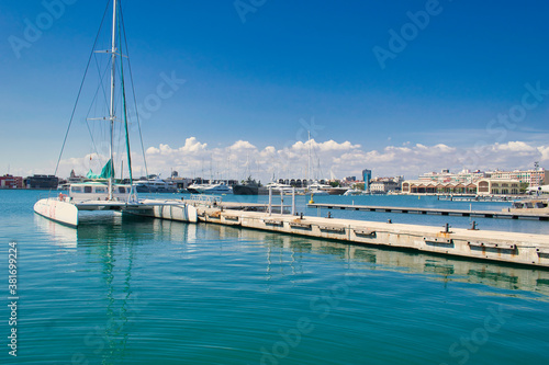 Catamaran in the marina of Valencia