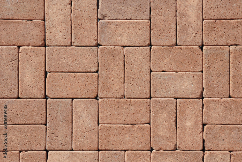 Single basketweave rectangular concrete paving stone pattern for