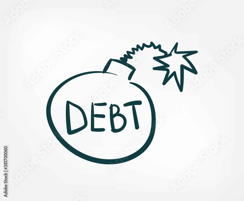 bomb debt vector sign abstract line doodle isolated hand drawn