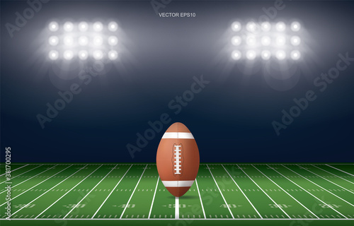 American football field stadium background. With perspective line pattern of american football field. Vector.