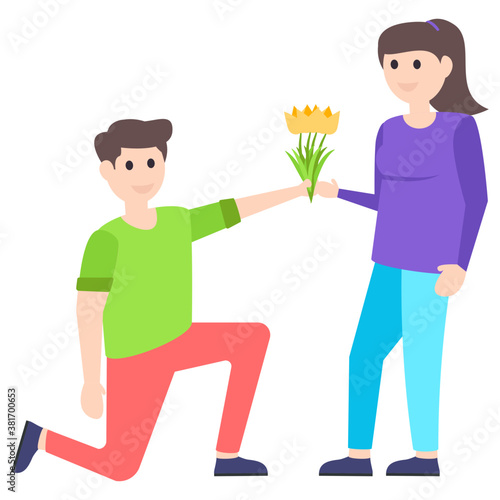 Boy Proposing Vector 