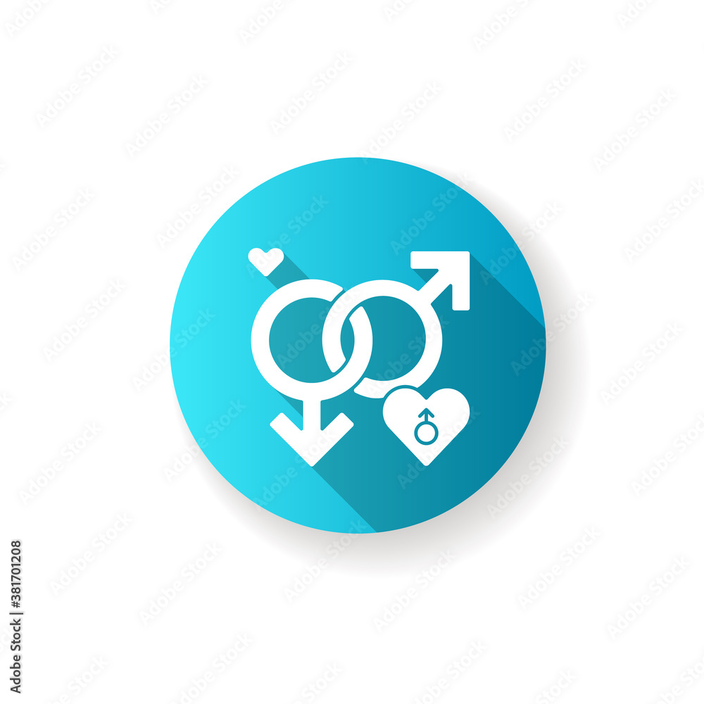 LGBT blue flat design long shadow glyph icon. Pride symbol. Bisexual life. Freedome love. Gay life. Equal rights. Free relationship. Rainbow flag. Silhouette RGB color illustration LGBT blue flat design long shadow glyph icon. Pride symbol. Bisexual life. Freedome love. Gay life. Equal rights. Free relationship. Rainbow flag. Silhouette RGB color illustration