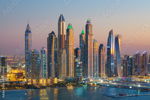 Dubai Marina skyscrapers and Jumeirah beach at sunrise, United Arab Emirates © Rastislav Sedlak SK