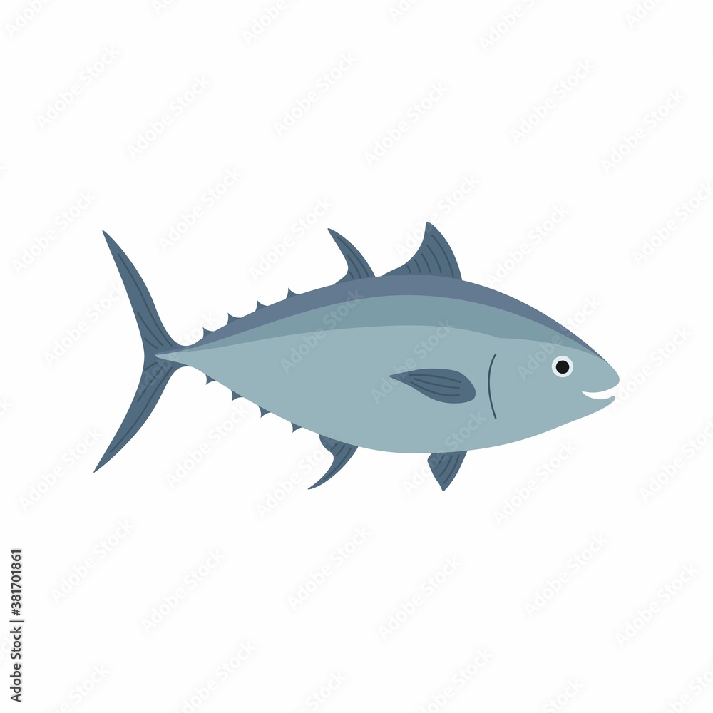 Fototapeta premium Tuna fish. Vector illustration isolated on white background.