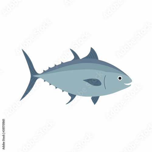 Tuna fish. Vector illustration isolated on white background.