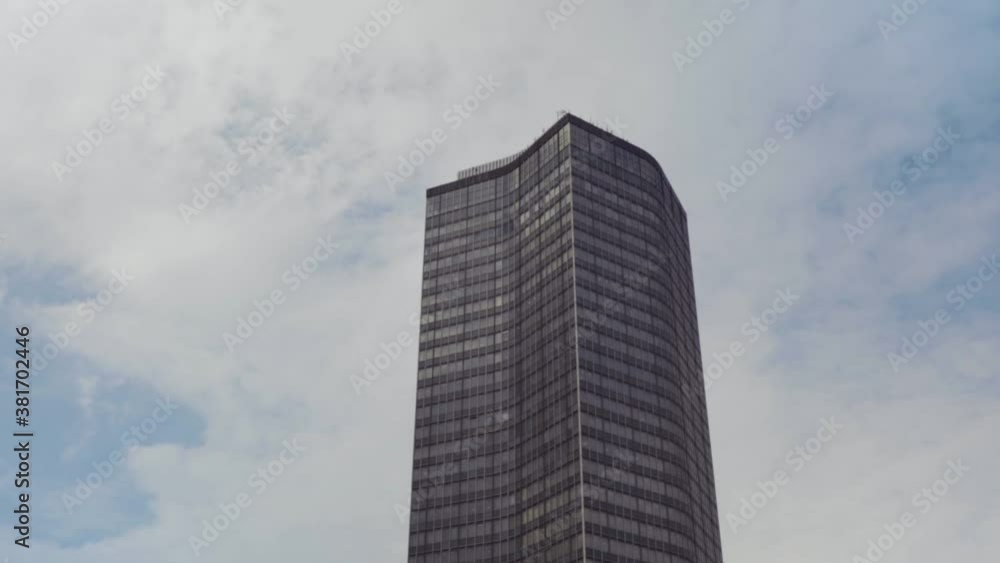 High-rise building in London seen from boat slow moving High-rise building in London seen from boat slow moving