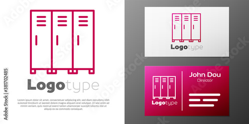 Logotype line Locker or changing room for hockey, football, basketball team or workers icon isolated on white background. Logo design template element. Vector.