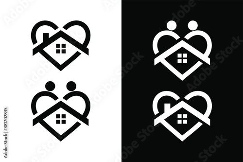 Love sign with house concept. Very suitable in various business purposes, also for icon, symbol, logo and many more.