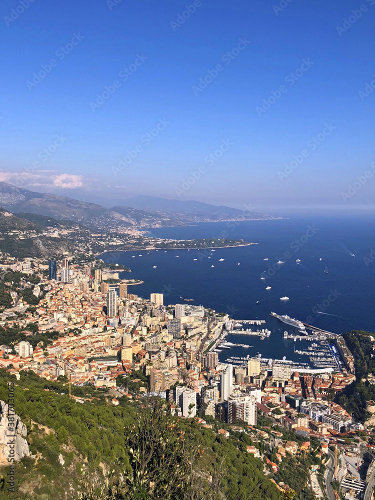 principauté, Monaco, ville, vue, panorama, paysage, mer, Fontvieille, côte d'Azur