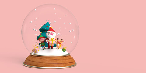 Poster Feen und Elfen Weihnachtliche Schneekugel mit Weihnachtsmann  © motion_fabfab
