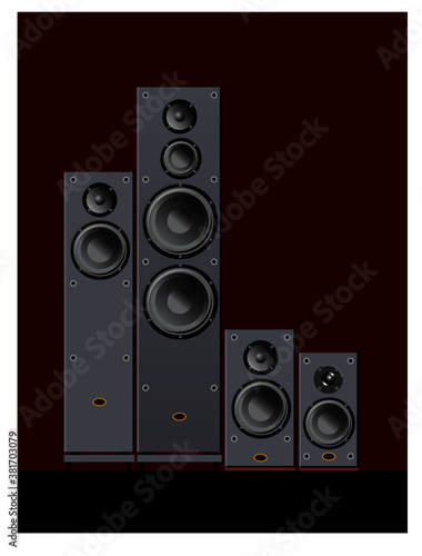 Sound mechanic. A line of acoustic systems for every taste. Vector image for illustrations.