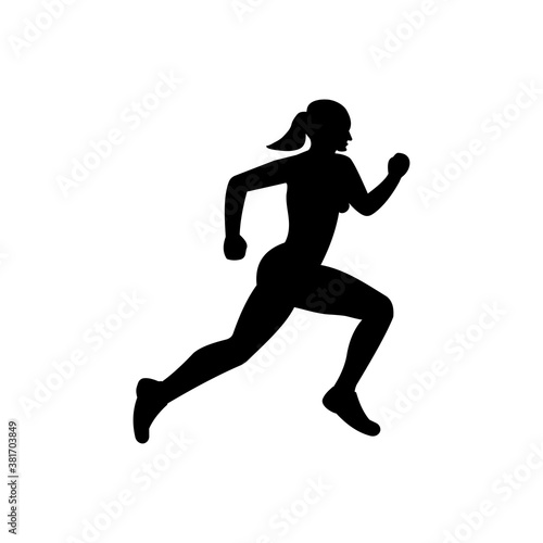 Female running icon (vector illustration)