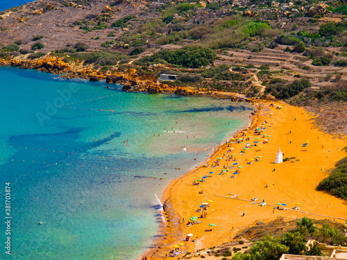 View of Ramla Bay, Gozo, Malta.