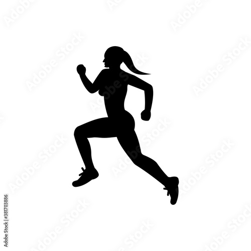 Woman running icon (vector illustration)