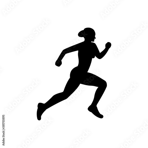 Woman running icon (vector illustration)