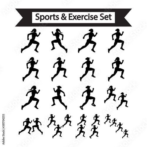Sports   Exercise icon set black  vector illustration 
