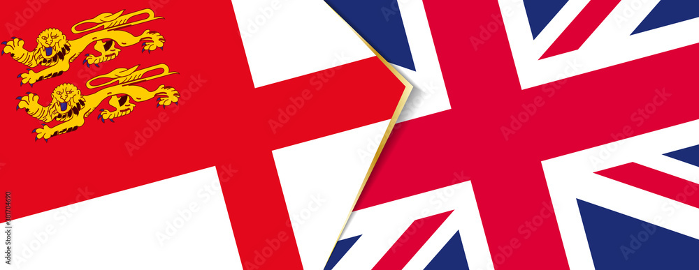 Sark and United Kingdom flags, two vector flags.