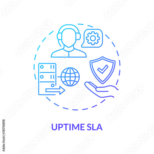 Uptime SLA concept icon. Security parameter idea thin line illustration. Hosting provider quality measuring. Maintenance and response time. Vector isolated outline RGB color drawing