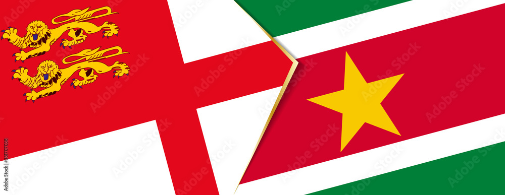 Sark and Suriname flags, two vector flags.