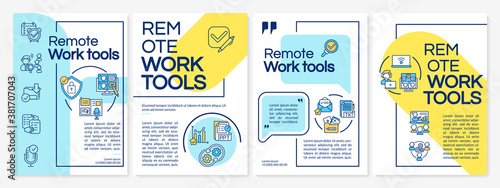 Remote work tools brochure template. Online project management. Flyer, booklet, leaflet print, cover design with linear icons. Vector layouts for magazines, annual reports, advertising posters © bsd studio
