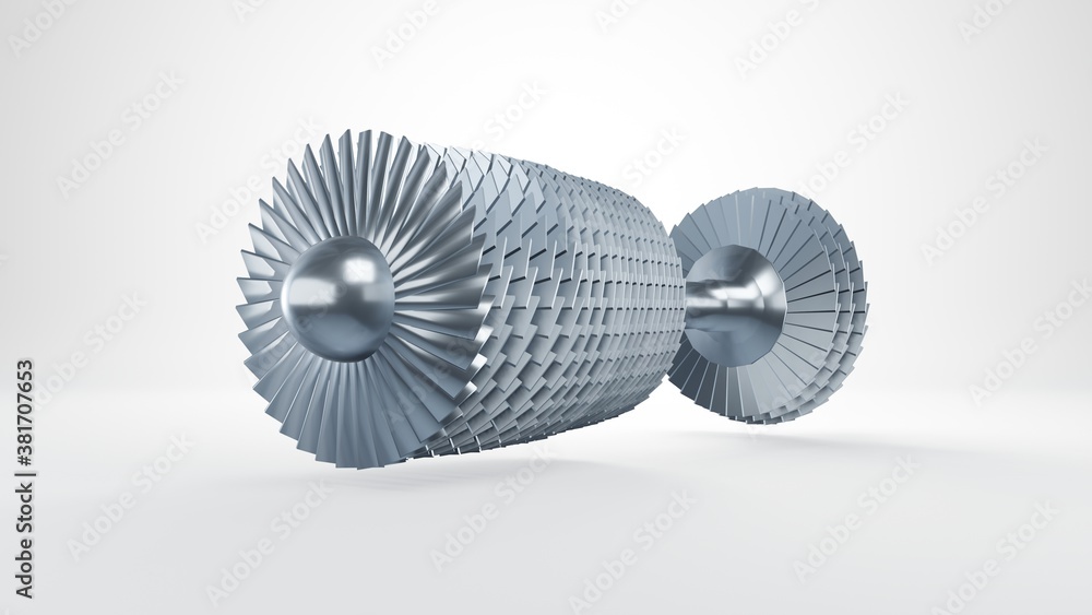 Render Rotor Gas turbine rotor of power plant. 3D render isolated on white Stock ...