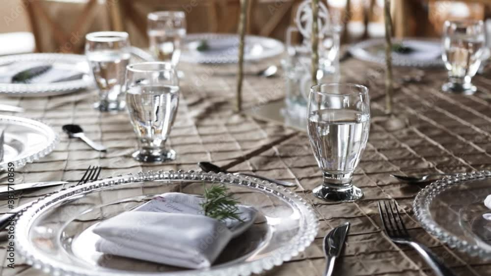 Wedding venue with tableware decoration Wedding venue with tableware decoration